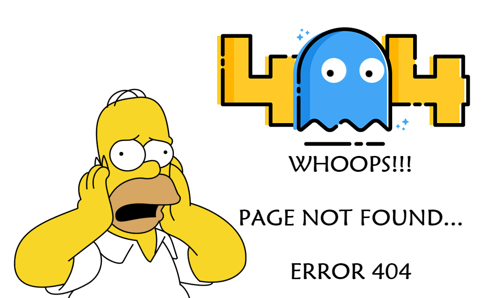 Гомер Симпсон в шоке - страница не найдена - ошибка 404